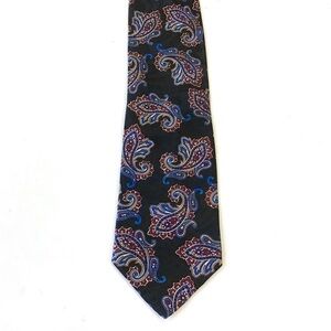 Wentworth Black Necktie with Paisley Pattern & Iridescent Swirl Design Mens Tie